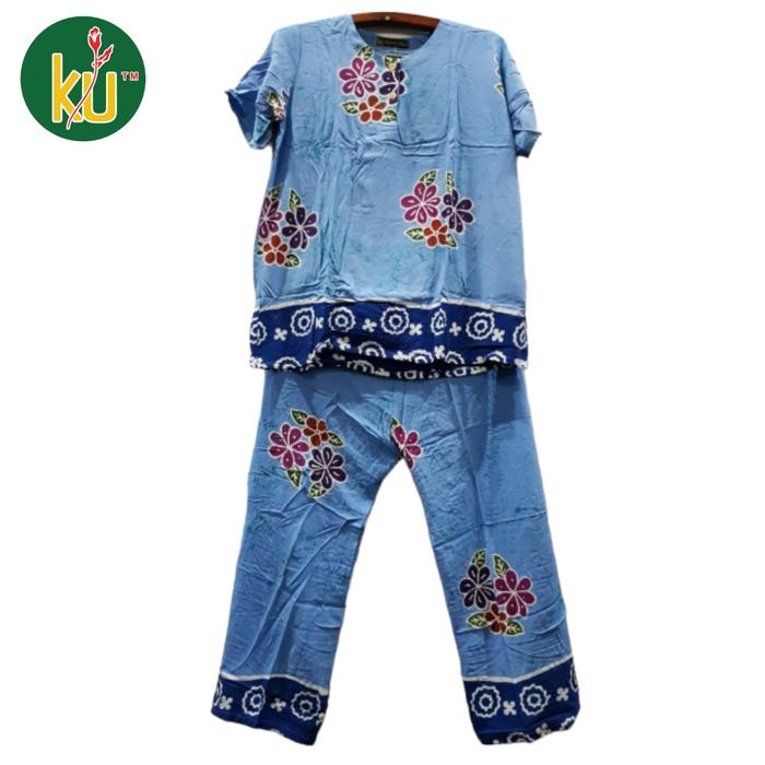 Gambar Kencana Ungu Setelan CP Warna Wanita Baju Lengan Pendek & Celana Panjang Motif Bunga Bahan Rayon Lembut Nyaman untuk Ibu Menyusui Piyama Tidur Biru Kotak - Biru dari kencanaunguofficialstore undefined Tokopedia