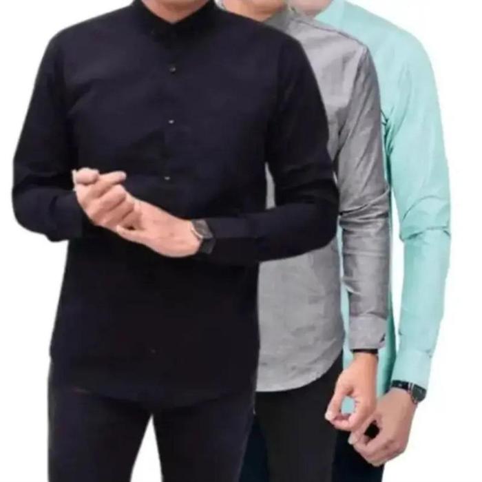 Gambar Terbaru PAKET HEMAT 3 PCS KEMEJA PRIA LENGAN PANJANG - HITAM-ABU-TOSCA, L dari JAJANG SELLER undefined 5 Tokopedia