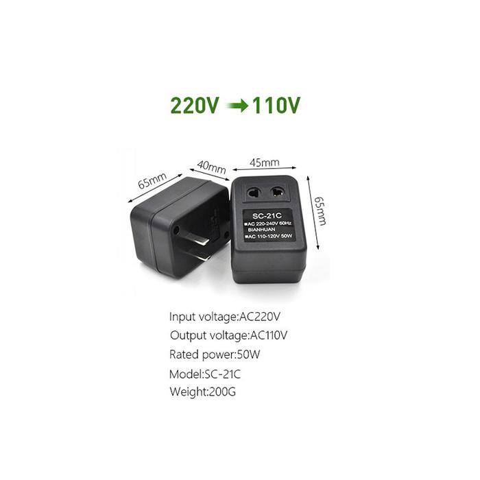 Gambar Step Up Down AC Voltage Adaptor 220V To 110V 110V To 220V 50W Portabel - 220V to 110V dari Smile-Seller undefined Tokopedia