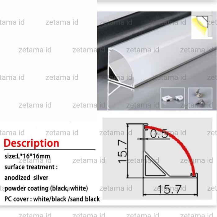 Gambar Cover LED Aluminium Profile LED Strip Chanel Panjang 2 Meter - model V dari zetama id undefined Tokopedia