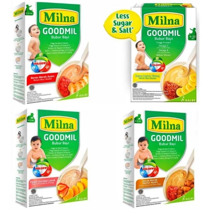 Gambar MILNA GOODMIL BUBUR BAYI TANPA SUSU SAPI 6 BULAN & 8 BULAN 120 gram - 8+ BRS M SMR  A dari Jesper_Shop undefined Tokopedia