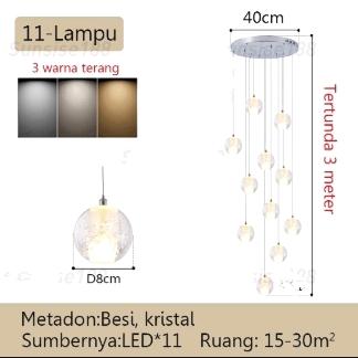 Gambar Lampu gantung Hias Bola kristal Modern Void tangga - 11 Bola dari HOME LAMP DECOR undefined Tokopedia