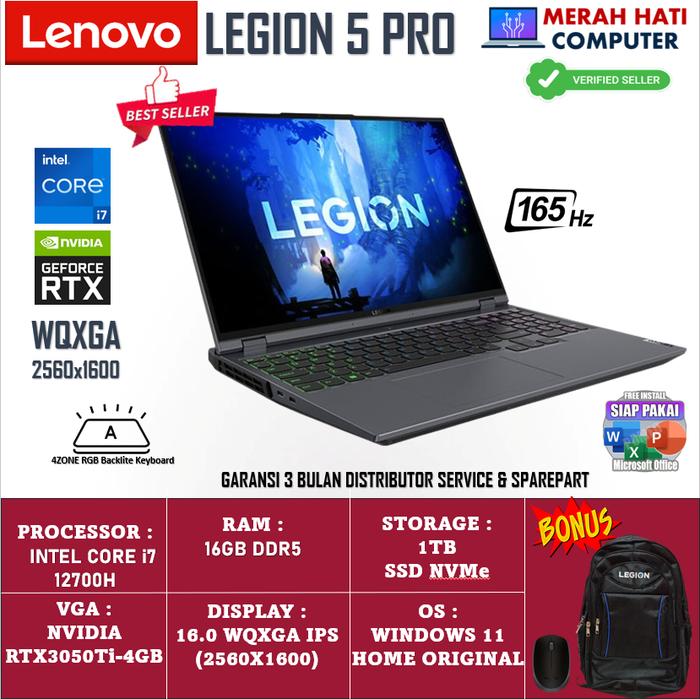 Gambar Lenovo Legion 5i Pro 16 i7 12700H 32GB Ddr5 1TB Ssd Rtx3070Ti 165Hz - Rtx3050Ti/3BLN, 16gb ddr5_1tb dari Merah Putih Computer. undefined Tokopedia
