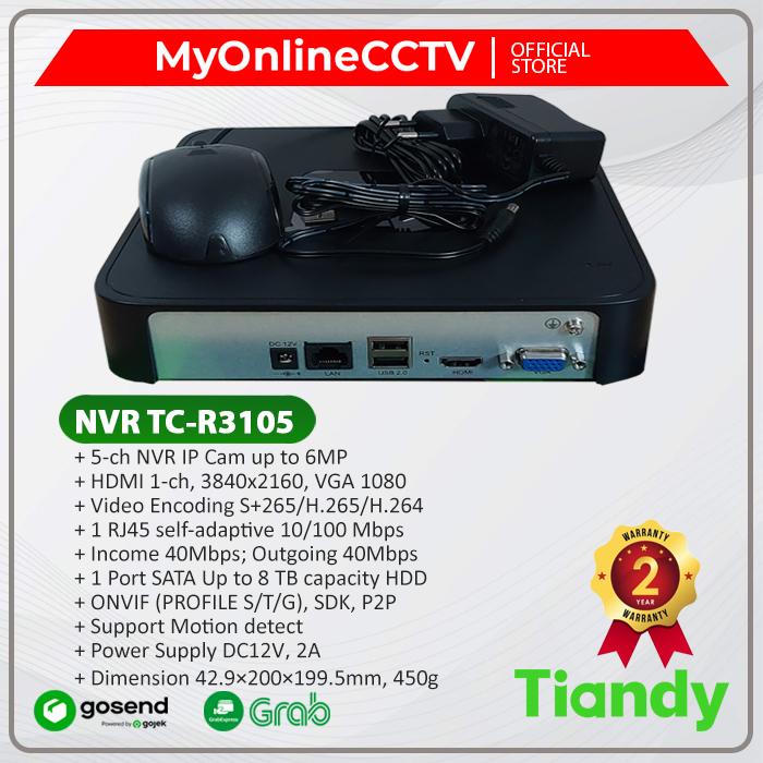 Gambar NVR 4CH TIANDY TC-R3105 Support ONVIF IP Camera CCTV Up to 6MP - NVR ONLY dari MyOnlineCCTV undefined Tokopedia