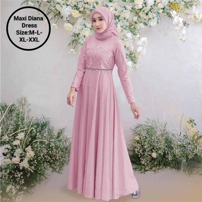 Gambar Gamis Busui Wanita Model Kekinian/Maxi Diana Dress/Pakaian Wanita - Dusty, M (Ld 92 Cm) dari Aurora _collection99 undefined Tokopedia
