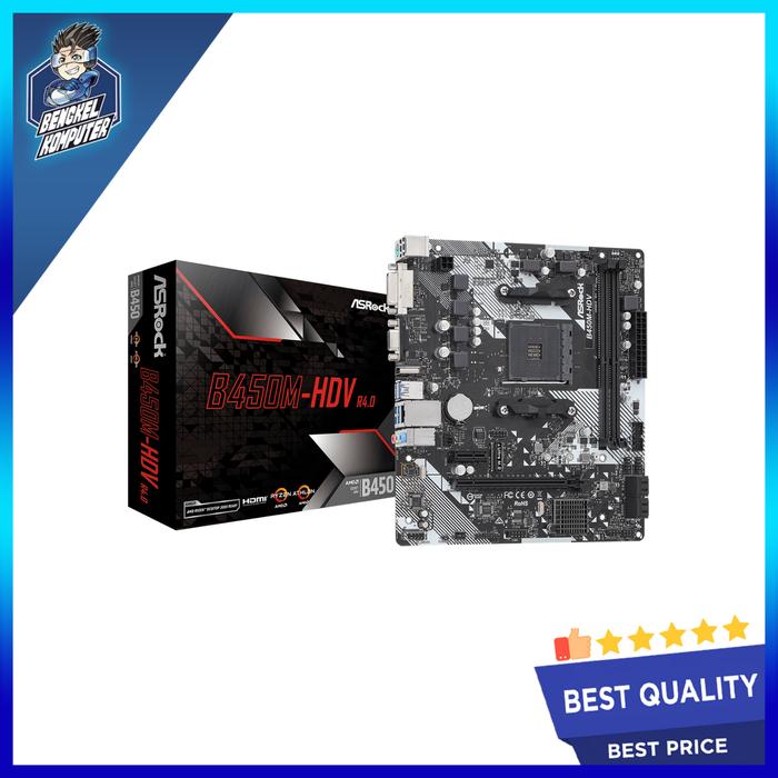 Gambar MOTHERBOARD ASROCK B450M-HDV R4.0 dari bengkelkomputerptk undefined Tokopedia