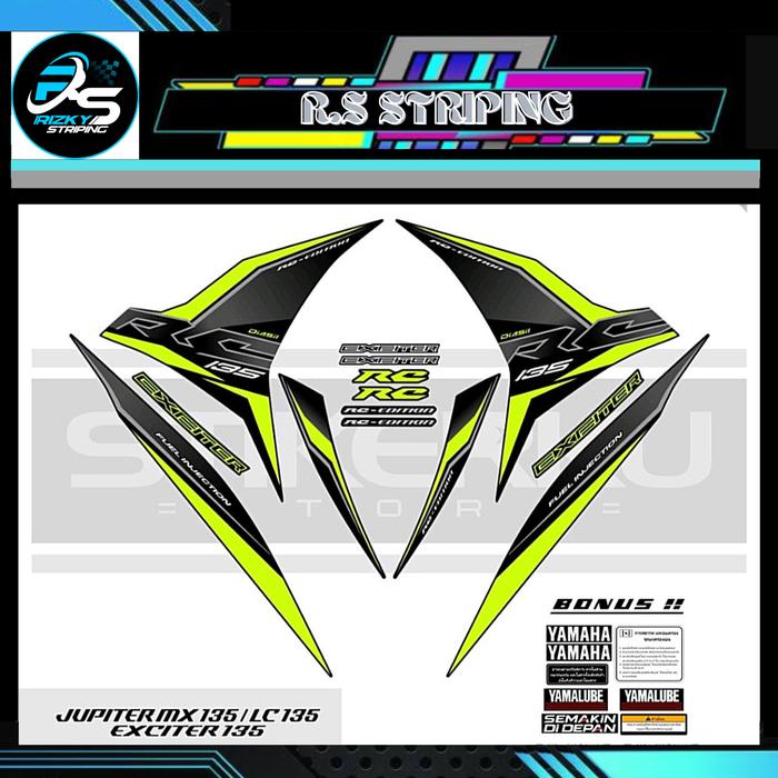 Gambar STIKER STRIPING/YAMAHA JUPITER MX NEW 135/RC MOTIF /EXCITER 135/ - Hijau stabilo dari Alisya Tankpad Variasi undefined Tokopedia