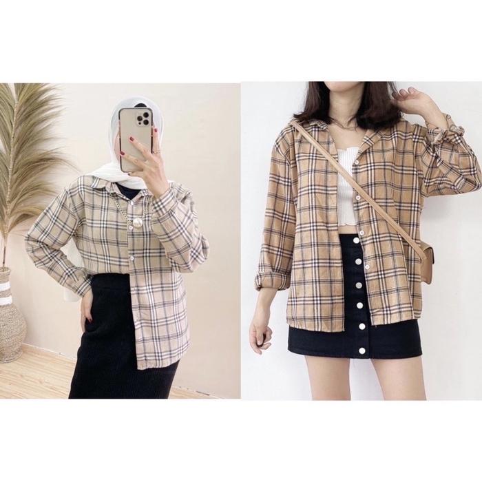 Gambar Moza Pastel Flanel Shirt (Kemeja Flanel Wanita Bahan Adem Panjang) - 9 dari Babajhu Offical undefined Tokopedia