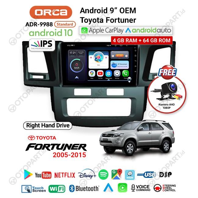 Gambar Head Unit ORCA Toyota Fortuner 2005-2015 Android Auto CarPlay 9″inch - NEW STANDAR RHD dari HS VARIASI Car Accessories undefined Tokopedia