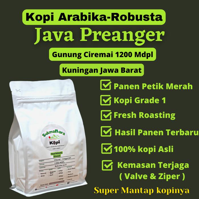 Kopi Robusta Bubuk - Biji Asli Gunung Ciremai Kopi Java Preanger 100gr