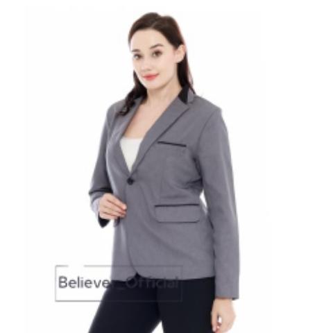 Gambar jas blazer wanita/blazer wanita casual - Abu-abu, M dari Believer_official undefined 5 Tokopedia