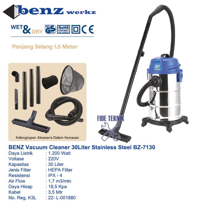 Gambar Benz Vacuum Cleaner 30L Mesin Vakum Sedot Debu Wet Dry Stainless 7130 dari Fide Teknik undefined Tokopedia
