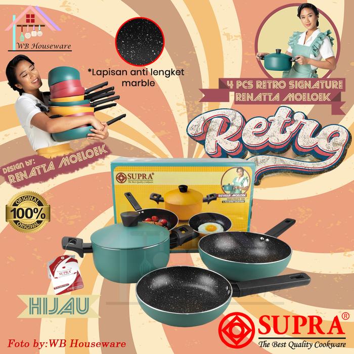 Gambar SUPRA 4pc retro signature renatta moeloek panci set antilengket kuning - Hijau dari WB Houseware undefined Tokopedia