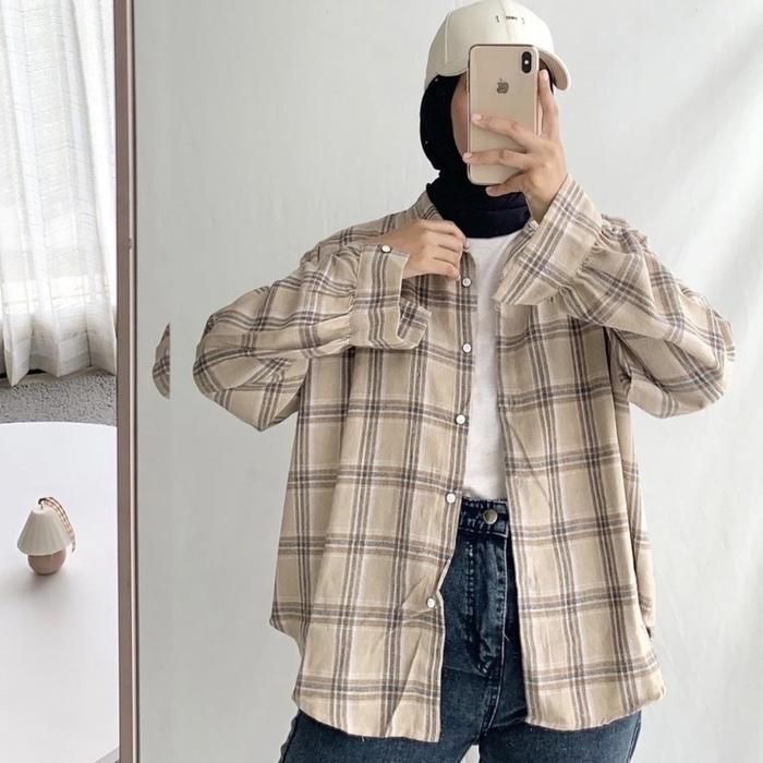 Gambar Moza Pastel Flanel Shirt (Kemeja Flanel Wanita Bahan Adem Panjang) - 5 dari Babajhu Offical undefined Tokopedia