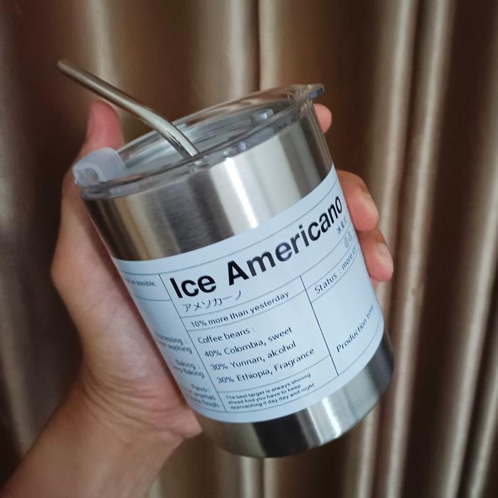 Gambar Botol Minum Stainless Steel | Tumbler Kopi Sedotan Tutup 350 ml - Silver dari Fourteendays undefined Tokopedia