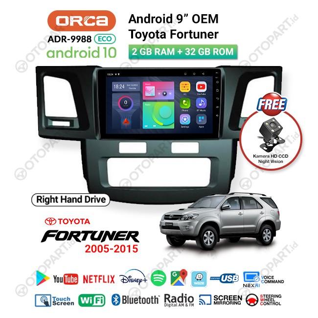 Gambar Head Unit ORCA Toyota Fortuner 2005-2015 Android Auto CarPlay 9″inch - ECO RHD dari HS VARIASI Car Accessories undefined Tokopedia