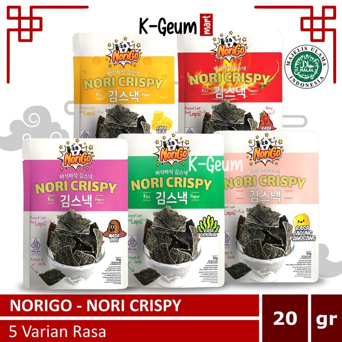 Gambar NORIGO Nori Crispy Seaweed Korean Snack Rumput Laut 20 gram dari KGeum Mart undefined Tokopedia