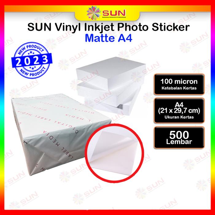 Gambar Kertas Sticker Vinyl Inkjet Photo SUN Glossy/Matte A4 500 Lbr, 1 rim - Matte dari Sun Indonesia undefined Tokopedia