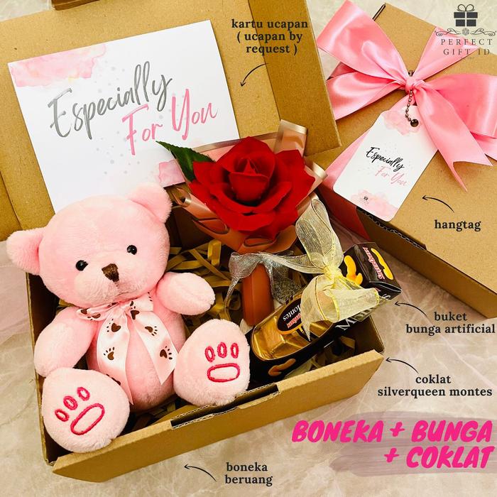 Gambar Hampers Kado Valentine / Valentine Gift / Hadiah Valentine - Bnk+Bunga+Cklat dari Perfect Gift ID undefined Tokopedia