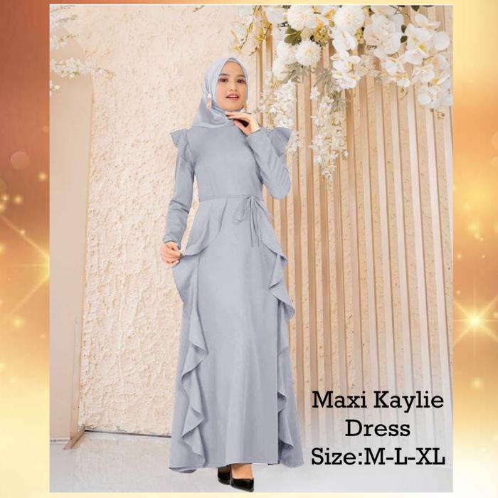 Gambar Pakaian Gamis Wanita Busui Terbaru Kekinian Model Kerutan/Maxi Kaylie - Abu silver, M (Ld 92 Cm) dari Aurora _collection99 undefined Tokopedia