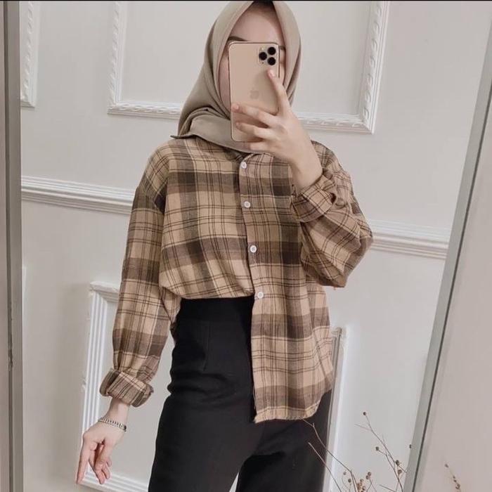 Gambar Moza Pastel Flanel Shirt (Kemeja Flanel Wanita Bahan Adem Panjang) - 8 dari Babajhu Offical undefined Tokopedia