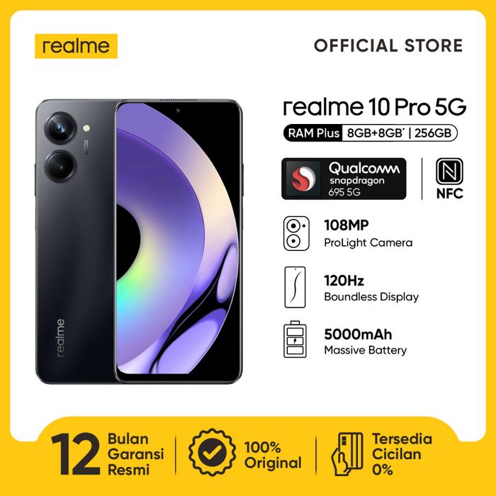 Gambar REALME 10 PRO 5G NFC RAM 8GB 256GB - DARK MATTER - SDD 695 5G - 33W - Dark Matter, RAM 8/256GB dari Tmobile itc bsd undefined Tokopedia