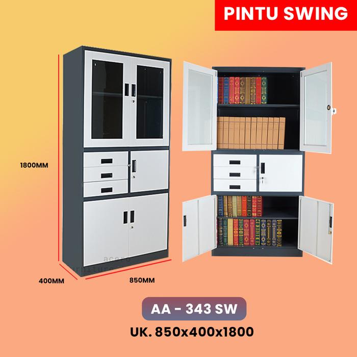 Gambar Lemari ACERO Lemari Arsip ACERO Lemari Besi ACERO Lemari Kantor ACERO - Swing 343SW, Non Rakit dari AlfaproID undefined Tokopedia