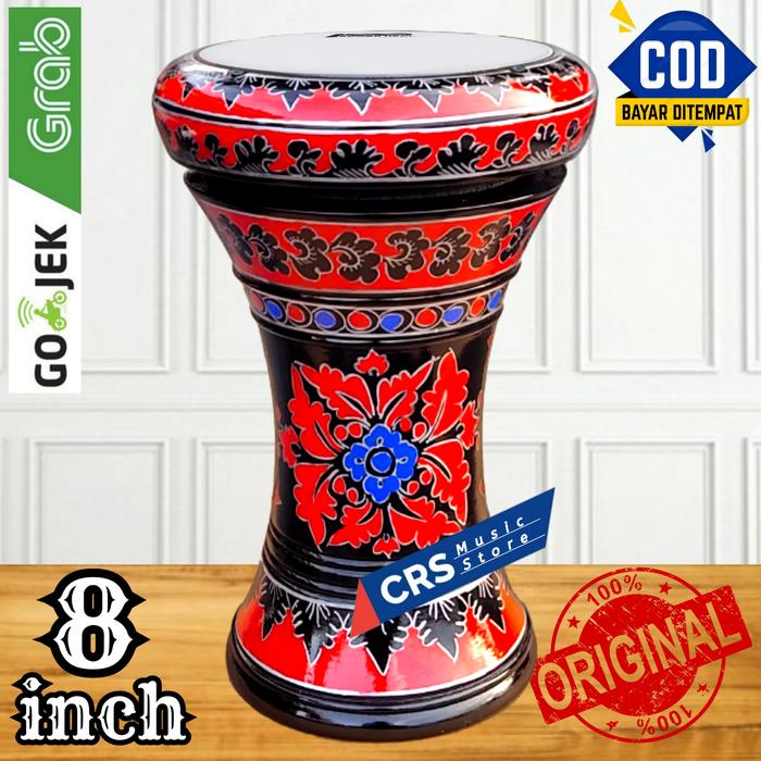 Gambar Gendang Atau Darbuka Kayu 8 inch Hitam Merah Rolling Putih - Dumbuk Saja dari CRS Toko Alat Musik Islami undefined Tokopedia