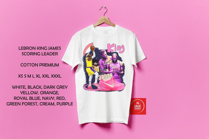 Gambar KAOS BASKET LEBRON JAMES SCORE LEADER 38388 LA LAKERS JAJE TEE - Putih, XS dari JAJE SPORT undefined Tokopedia