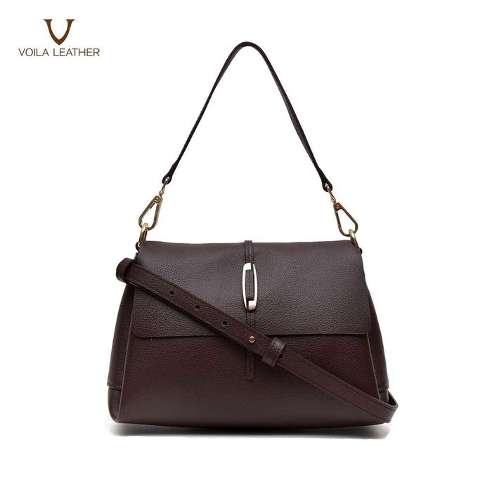Gambar Tas Pundak + Selempang Wanita Kulit Asli Voila Liliane Novo - Brown dari Voila Leather undefined Tokopedia