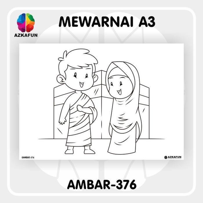 Gambar Kertas Mewarnai A3 ISLAMI - Mewarnai masjid kaabah hijaiyah - GAMBAR-376 dari AZKAFUN undefined Tokopedia