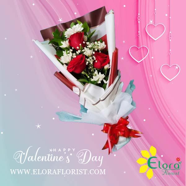 Gambar Buket Bunga Mawar Merah Kado Hadiah Valentine - 3 Tangkai dari Elora Florist Jakarta undefined Tokopedia