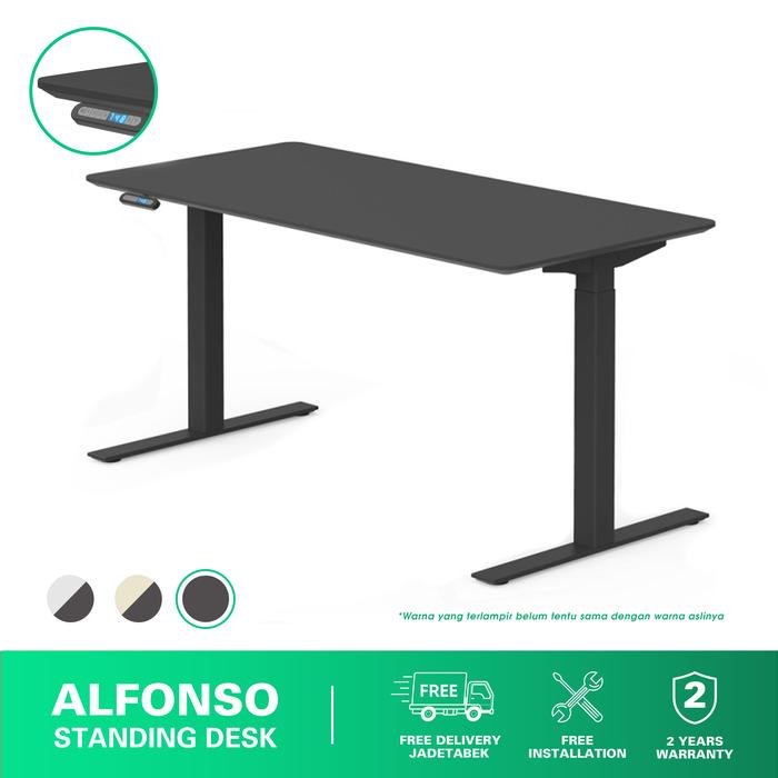 Gambar Meja Kerja Height Adjustable Desk Stramm Alfonso SF - Black Matte, 140 x 70 cm dari Stramm undefined Tokopedia