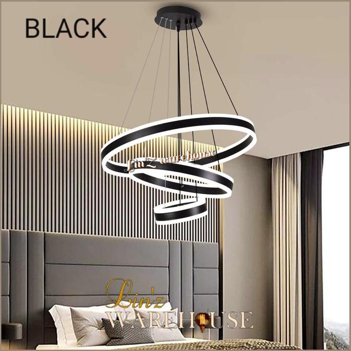 Gambar Lampu gantung MODERN DOUBLE RING LED 60 CM pendant light - Hitam dari Lin'Z Warehouse undefined Tokopedia