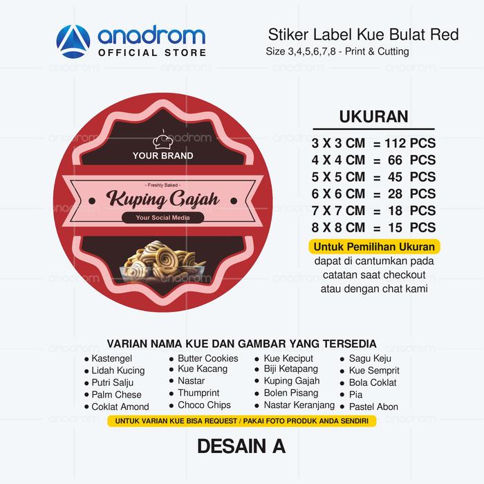 Gambar Stiker Label Kue Bulat Red | Sticker Label Kue Kering | Anadrom - VARIAN A dari anadrom undefined Tokopedia