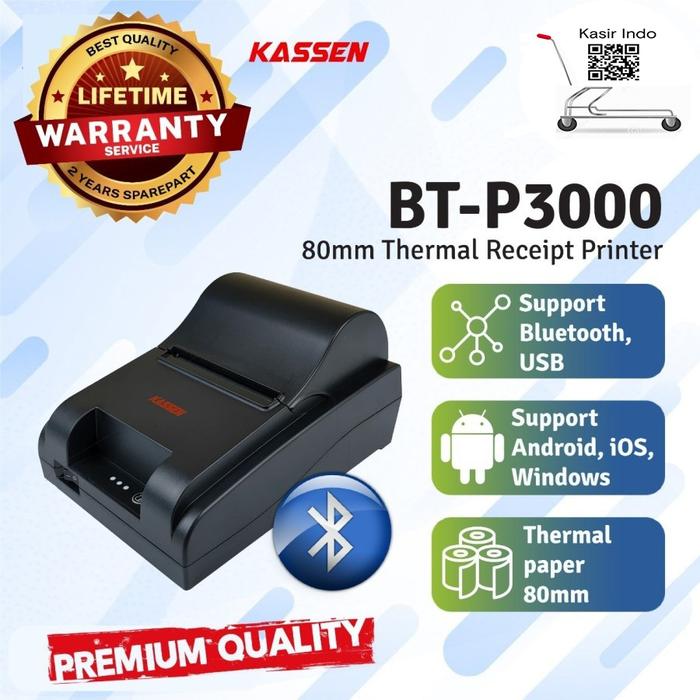 Gambar KASSEN BTP3000 PRINTER STRUK THERMAL USB BLUETOOTH 80MM BT-P3000 dari KASIR INDO undefined Tokopedia