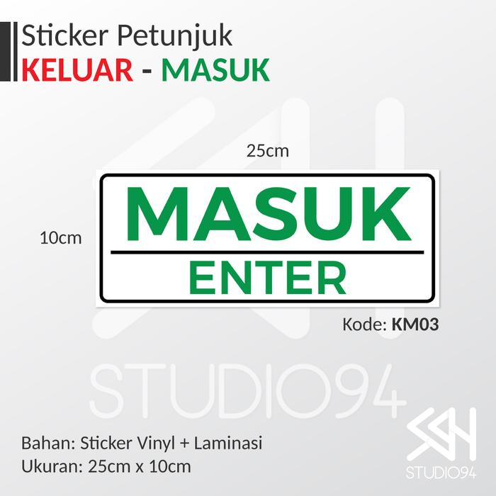 Gambar Stiker Penunjuk Arah Keluar Masuk | Exit Enter In Out Sticker Sign - 25x10 MASUK P dari Studio 94 undefined Tokopedia