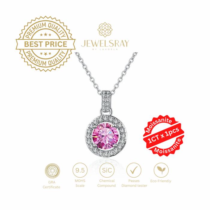 Gambar Kalung Quinn Necklace Pink Moissanite - Pink Diamond Look Jewelry 1 CT - Tanpa Gift dari Luxoela undefined Tokopedia