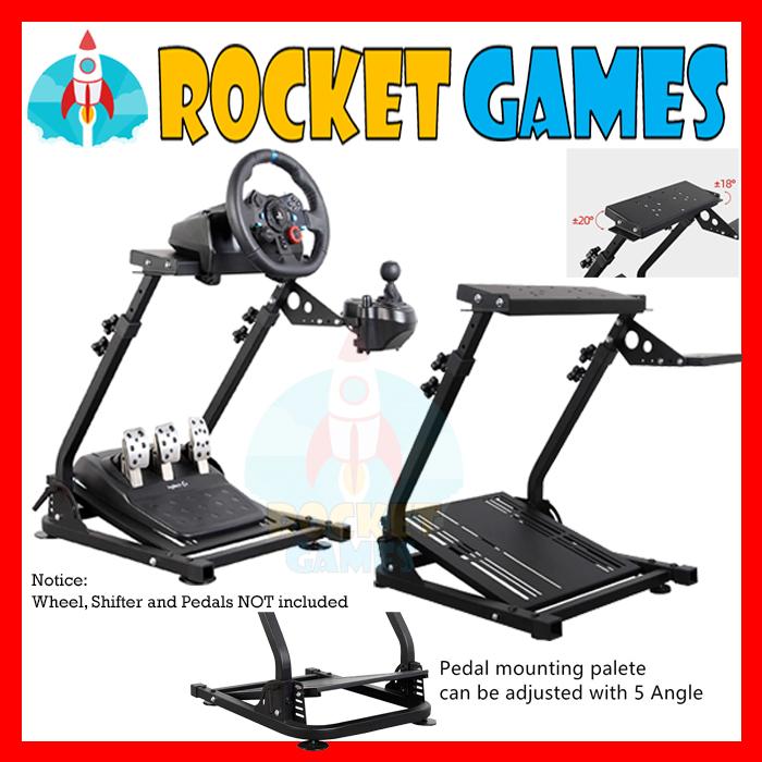 Gambar Racing Steering Wheel Stand Driving Simulator Cockpit - BLACK dari Rocket Games undefined Tokopedia