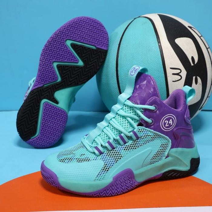 Gambar Sepatu Olahraga Basket Import Premium Anak High Top Anti Slip BS99 Bahan Karet Nyaman Gaya Casual Modern Bestseller - GREEN PURPLE, 31 dari AUTHENTIC Official Shop undefined Tokopedia