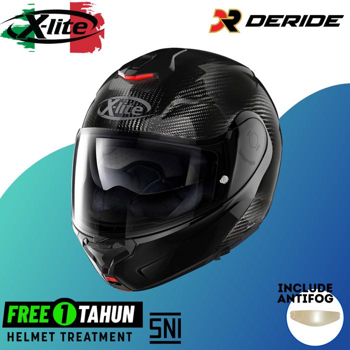 Gambar X-LITE X-1005 CARBON N-COM HELM MODULAR SNI X1005 DOUBLE VISOR - DYAD 001 dari DeRide Official Shop undefined Tokopedia