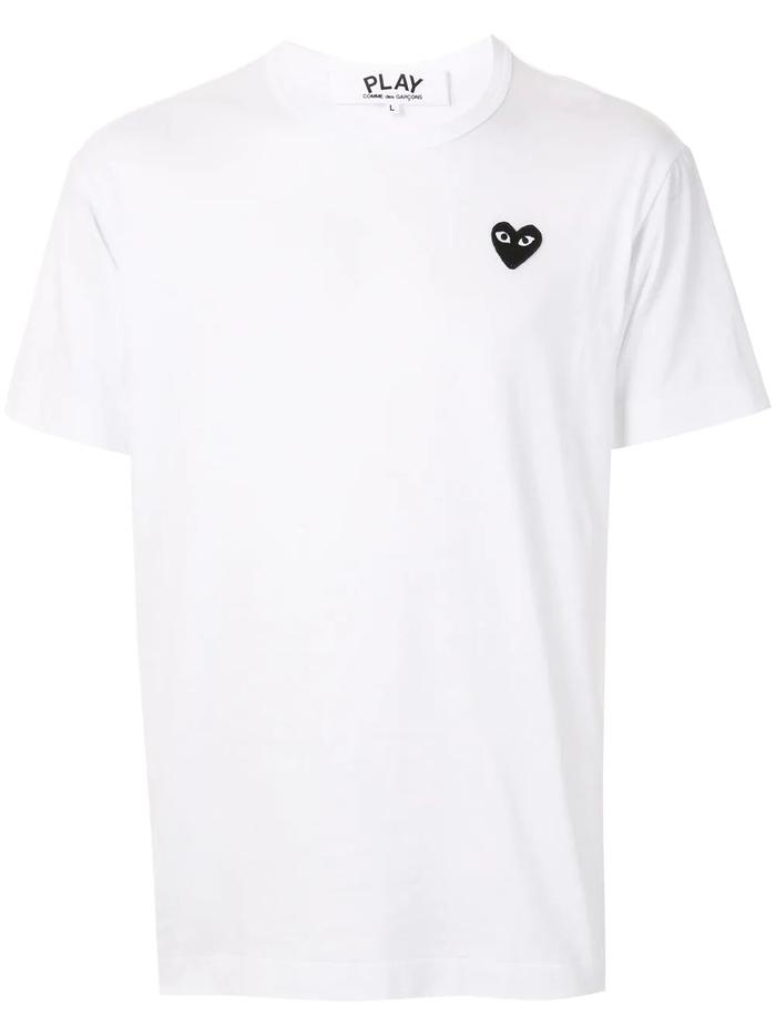 Kaos CDG Play Tshirt Baju Tee Pria Wanita Unisex Graphic Printed  White/Black, M