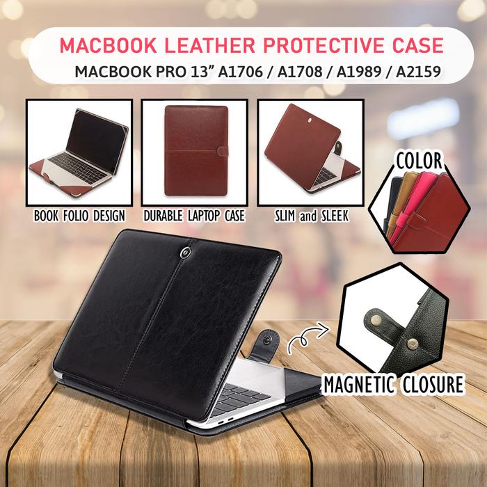 MacBook Pro 13 inch 2017 2019 Sarung Case Leather Cover Soft Casing  Hitam