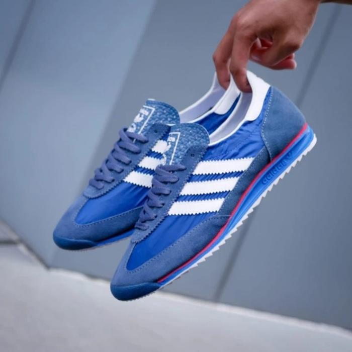 Jual SEPATU pria ADIDAS SL 72 BLACK WHITE PRINT blue white, 43