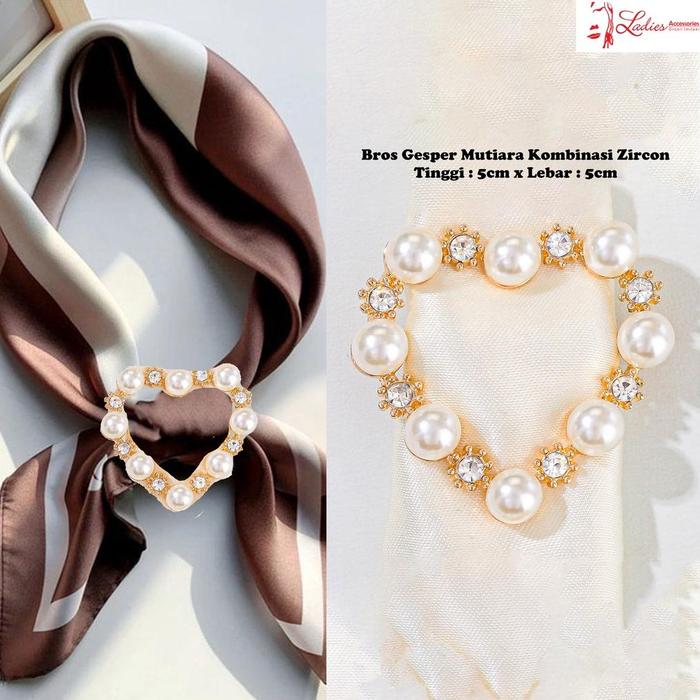 Gambar Bros / Gesper / Hijab / Jilbab / Syal / Kerudung / Model Mutiara - (D) GOLD dari -Curtis- undefined Tokopedia