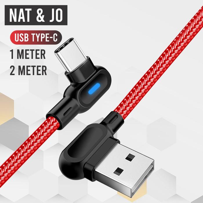 Gambar Kabel Data USB Type C 2 meter 1 meter LED nylon Fast Charging Max 3A - 2 meter dari Nat & Jo undefined Tokopedia