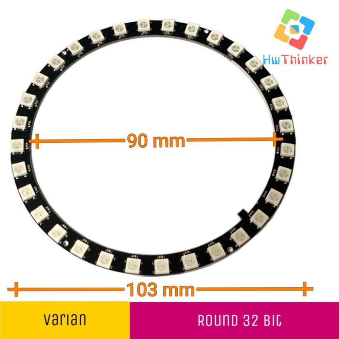 Gambar LED RGB WS2812 WS2812B 5050 for Arduino Neopixel 5V Panel Round Matrix - 32 BIt dari HwThinker undefined Tokopedia