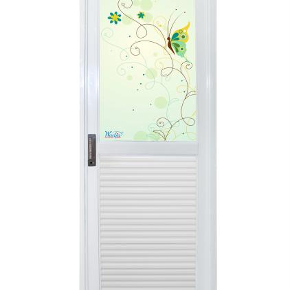Gambar Pintu kamar mandi anti karat WADJA Galvalum Glass Door - Half White - GDH03, buka kiri dari Home Material Official undefined Tokopedia