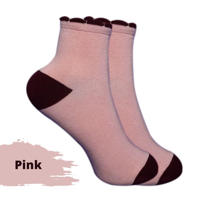 Gambar KAOS KAKI PENDEK WANITA USIA DEWASA MOTIF POLOS RENDA - Merah Muda dari KAIA SOCKS Kota Cimahi Tokopedia