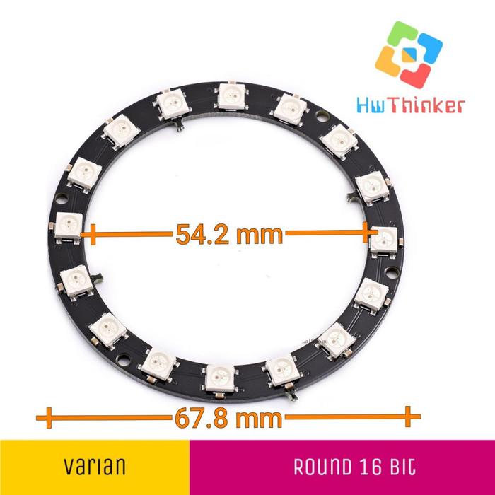 Gambar LED RGB WS2812 WS2812B 5050 for Arduino Neopixel 5V Panel Round Matrix - Round 16 BIt dari HwThinker undefined Tokopedia